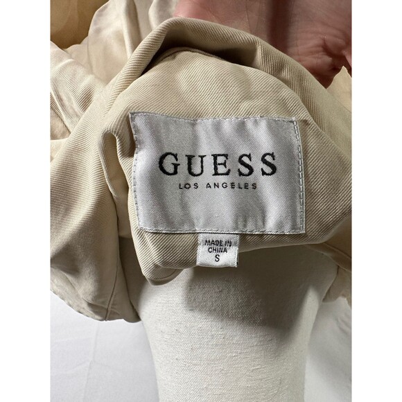 GUESS Button Double Breasted Ivory Trench Coat Women's Size Small - Picture 5 of 8